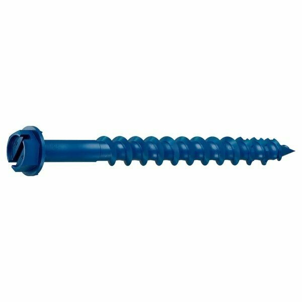 Tapcon 3/16-inch x 1-1/4-inch Climaseal Blue Slotted Hex Head Concrete Screw Anchors w/Drill Bit, 225PK 24500C